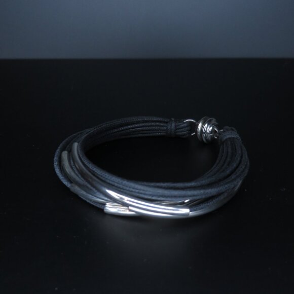 Sterling Silver Black Cord Magnetic Bracelet - Picture 4 of 6
